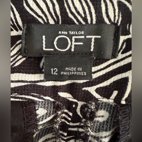 Loft Black and White Print Wide Leg Pants Size 12 - Picture 10 of 10